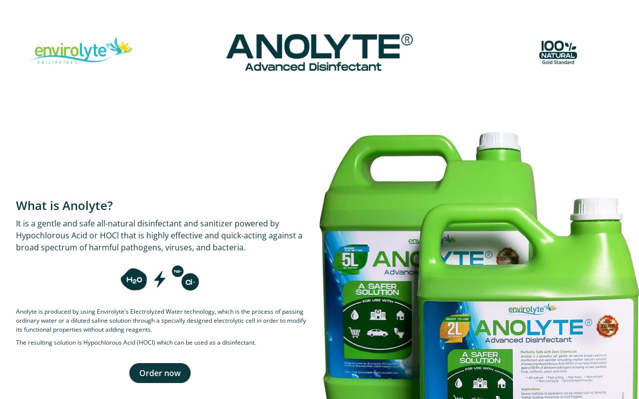 Unolyte Anolyte Hypochlorous Acid (HOCl) All-natural Disinfectant & Sanitizer ...